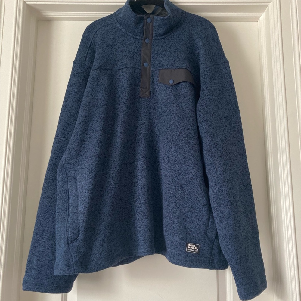 Eddie Bauer Men's Navy Snap-Front Fleece Sweater